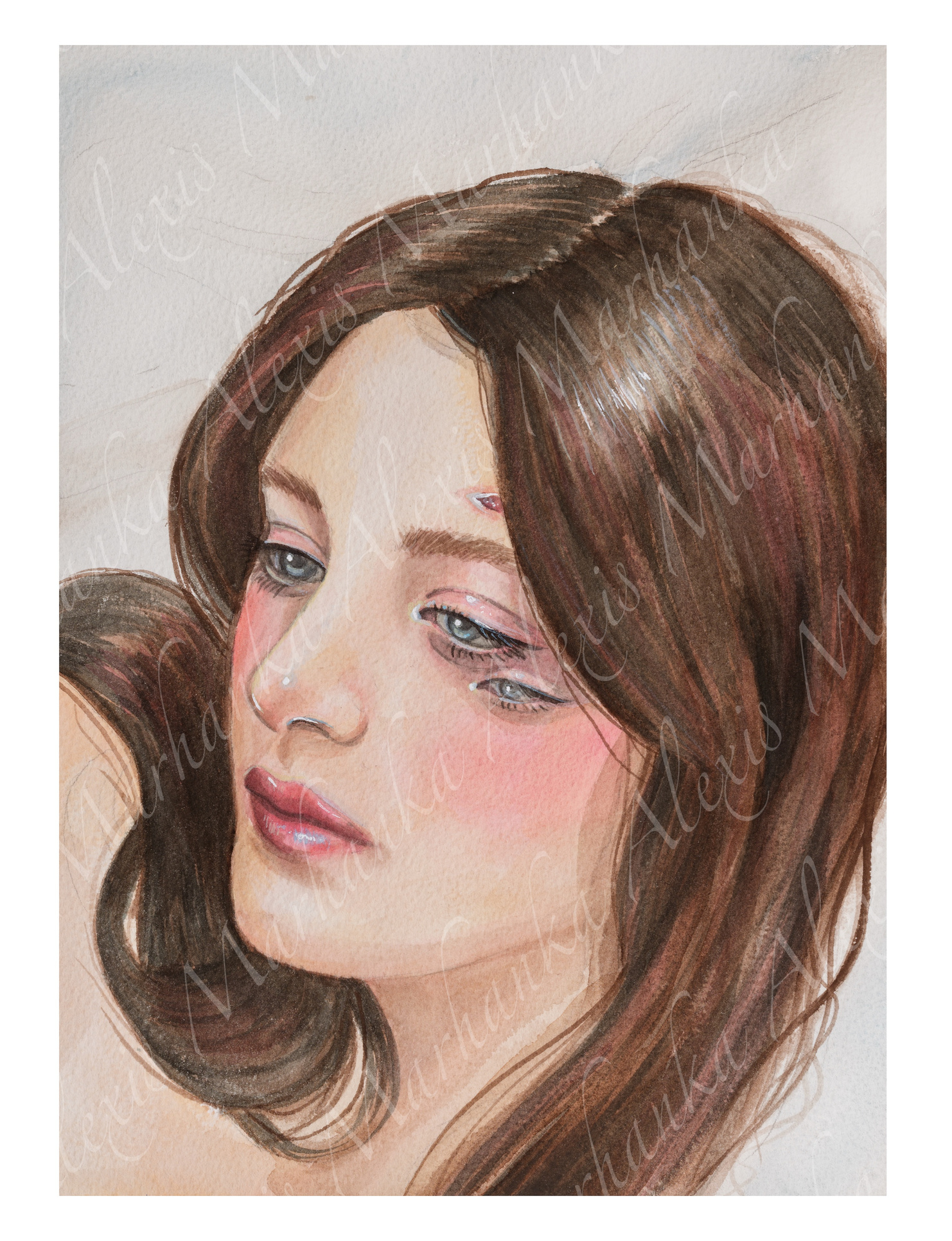 A Portrait of a Woman Gouache